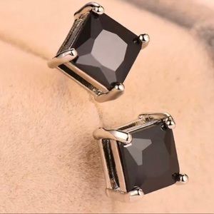 1/2 CT Princess Real Black Diamond 14K Studs